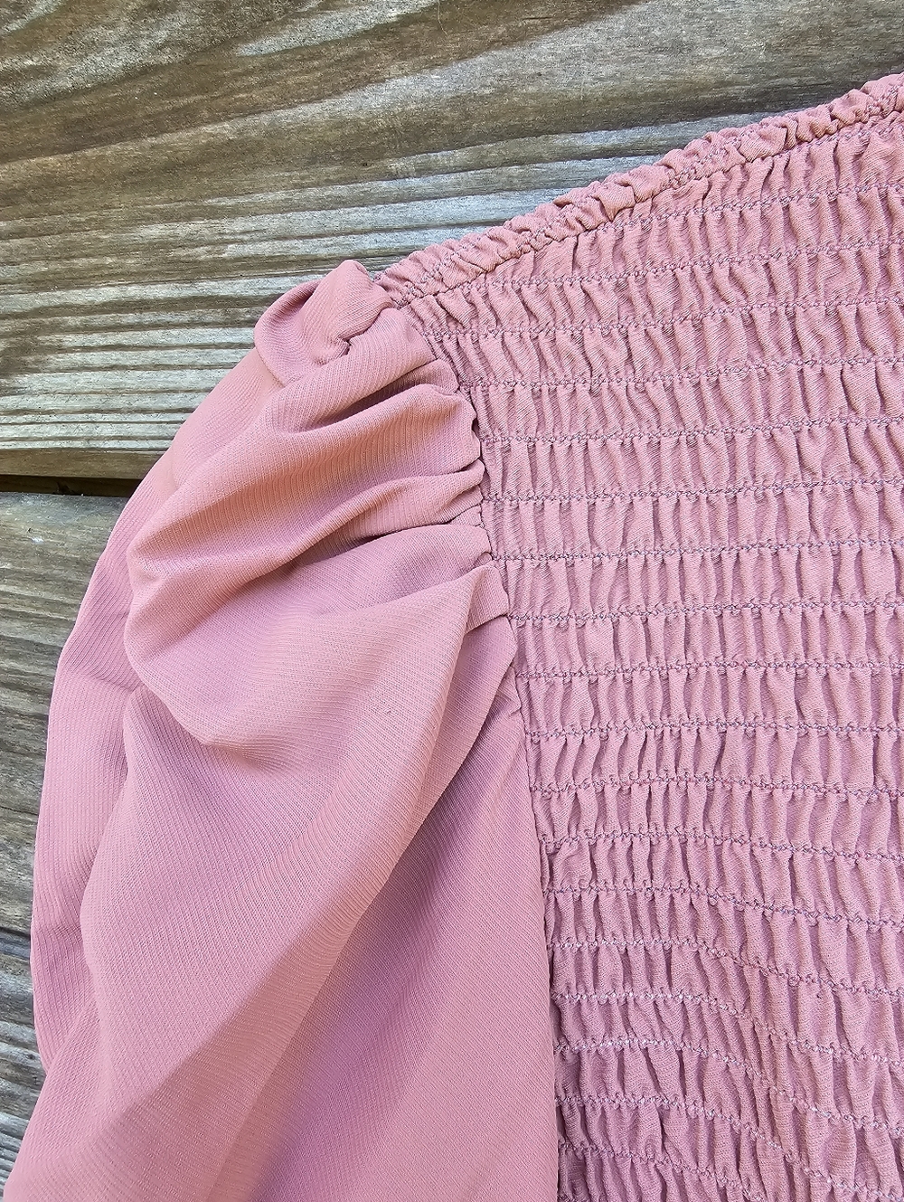 Amanda Uprichard Pink Smocked Mini Dress Puff Sleeve Ruffle Hem Size Small - Picture 3 of 8